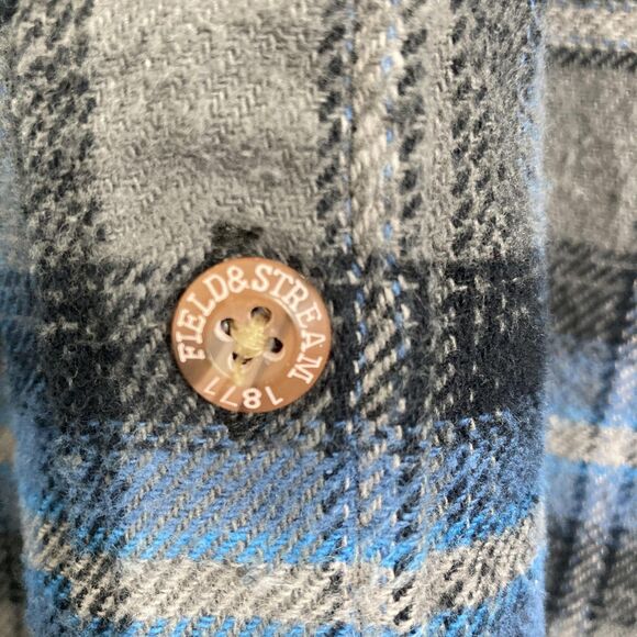 Field & Stream Shirt Mens XL Blue Gray Plaid Flannel Button Up Outdoor Workwear - Picture 11 of 16